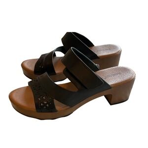 Baretraps Gigi Black Laser Cut‎ Platform Block Heel Sandals Womens 7.5M